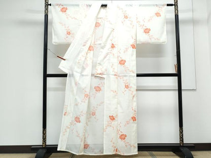 平和屋着物＊夏物　小紋　絽　草花文　洗える着物　CABK0689th