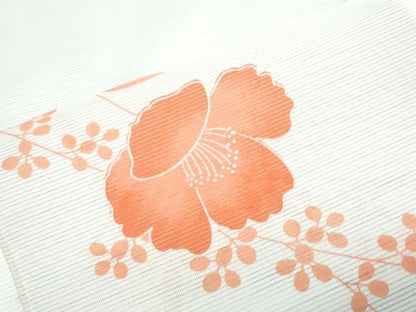 平和屋着物＊夏物　小紋　絽　草花文　洗える着物　CABK0689th