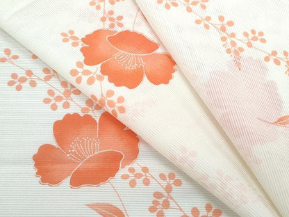 平和屋着物＊夏物　小紋　絽　草花文　洗える着物　CABK0689th