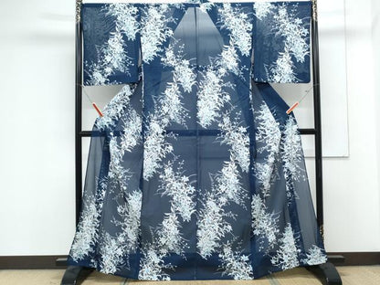 平和屋着物＊夏物　小紋　絽　草花文　洗える着物　CABK0692th