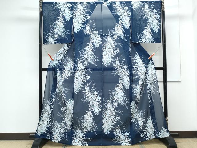 平和屋着物＊夏物　小紋　絽　草花文　洗える着物　CABK0692th