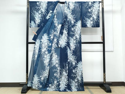 平和屋着物＊夏物　小紋　絽　草花文　洗える着物　CABK0692th
