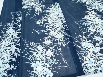 平和屋着物＊夏物　小紋　絽　草花文　洗える着物　CABK0692th