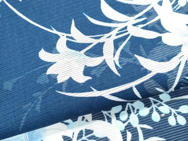 平和屋着物＊夏物　小紋　絽　草花文　洗える着物　CABK0692th