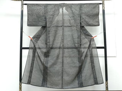 平和屋着物＊夏物　小紋　絽　立波文　洗える着物　CABK0693th