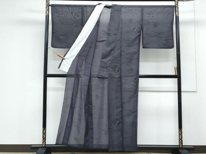 平和屋着物＊夏物　小紋　紗　芝草花丸文　洗える着物　CABK0698th