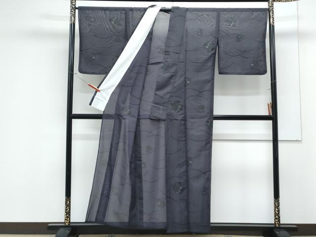 平和屋着物＊夏物　小紋　紗　芝草花丸文　洗える着物　CABK0698th