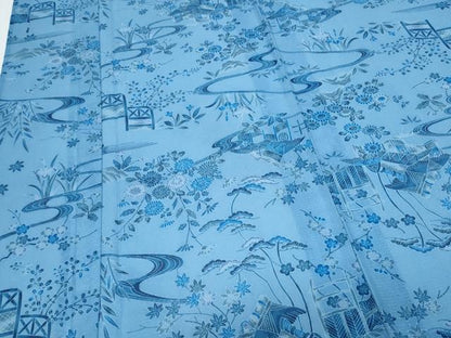 平和屋着物＊夏物　小紋　絽　流水草花文　洗える着物　CABK0699th