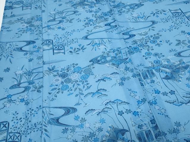 平和屋着物＊夏物　小紋　絽　流水草花文　洗える着物　CABK0699th