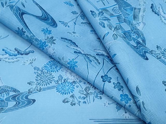 平和屋着物＊夏物　小紋　絽　流水草花文　洗える着物　CABK0699th