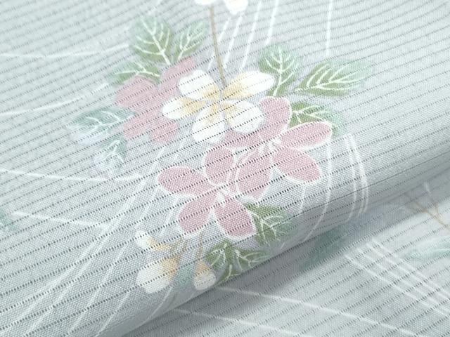 平和屋着物＊夏物　小紋　絽縮緬　草花文　洗える着物　CABK0702th
