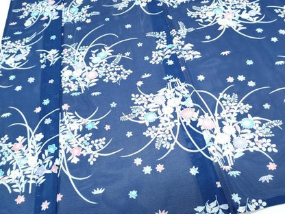 平和屋着物＊夏物　小紋　絽　草花文　洗える着物　CABK0703th