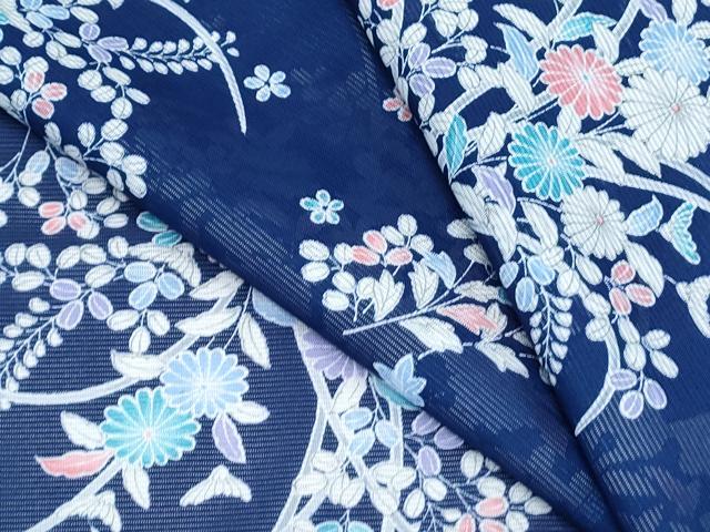 平和屋着物＊夏物　小紋　絽　草花文　洗える着物　CABK0703th