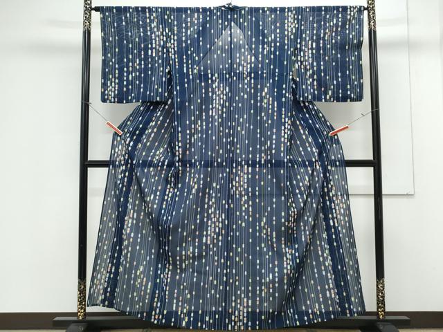 平和屋着物＊夏物　小紋　絽　矢羽根間道　洗える着物　CABK0704th