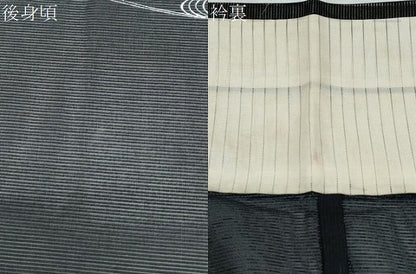 平和屋着物＊夏物　小紋　絽　草花文　黒地　洗える着物　CABK0706th