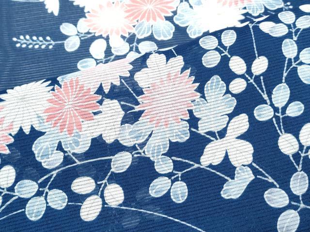 平和屋着物＊夏物　小紋　絽　流水花文　洗える着物　CABK0707th