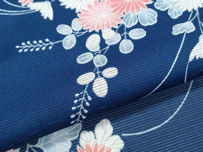 平和屋着物＊夏物　小紋　絽　流水花文　洗える着物　CABK0707th