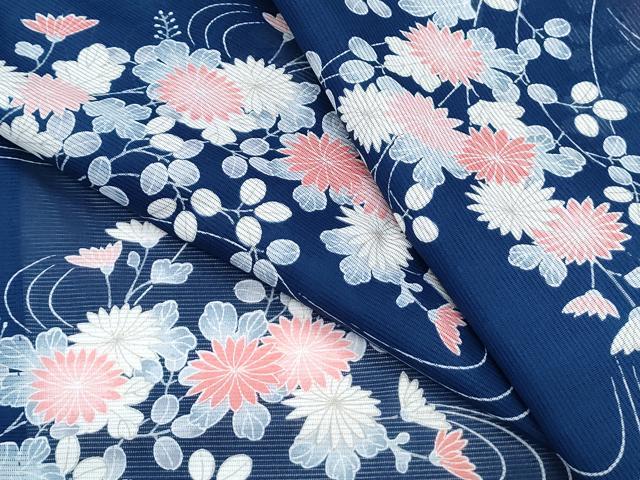 平和屋着物＊夏物　小紋　絽　流水花文　洗える着物　CABK0707th