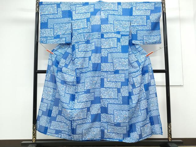 平和屋着物＊夏物　小紋　絽　花蝶文　洗える着物　CABK0708th