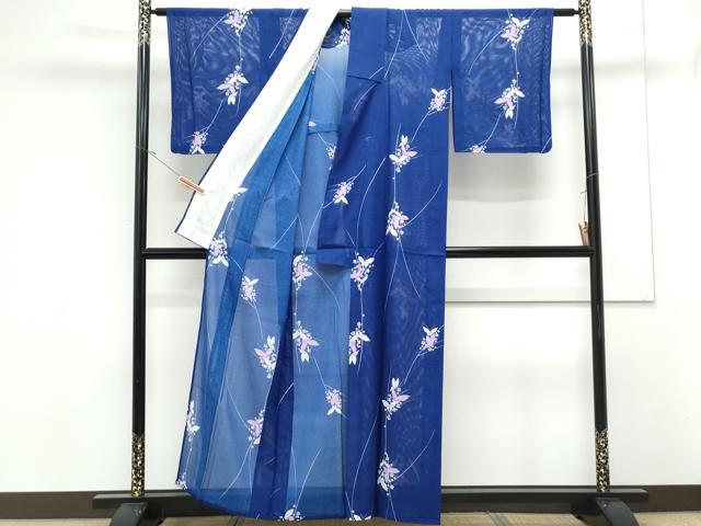 平和屋着物＊夏物　小紋　絽　花蝶文　洗える着物　CABK0710th