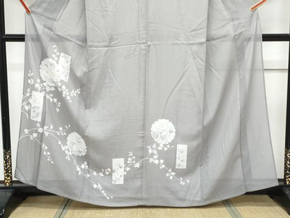 平和屋着物＊夏物　小紋　絽　手描き　雪輪花文　正絹　逸品　CABK0713th