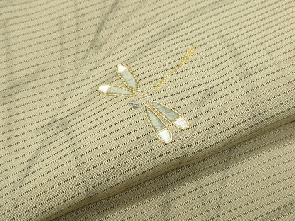 平和屋着物＊夏物　訪問着　絽　手書き　刺繍　とんぼ　草葉文　金彩　正絹　逸品　CABK0718th