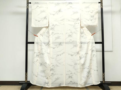 平和屋着物＊夏物　小紋　絽　遠山草花文　正絹　逸品　CABK0723th