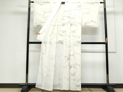 平和屋着物＊夏物　小紋　絽　遠山草花文　正絹　逸品　CABK0723th