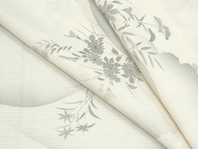 平和屋着物＊夏物　小紋　絽　遠山草花文　正絹　逸品　CABK0723th