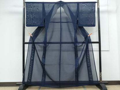 平和屋着物＊夏物　小紋　二重紗　霞文　正絹　逸品　CABK0729th