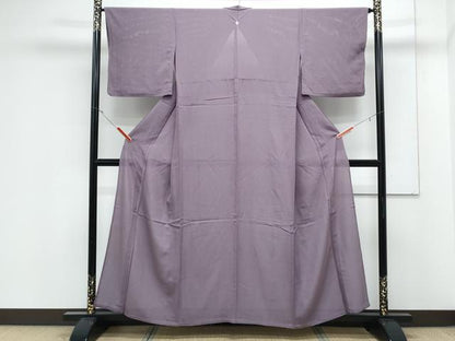 平和屋着物＊夏物　色無地　縦絽　紅藤色　正絹　逸品　CABK0730th