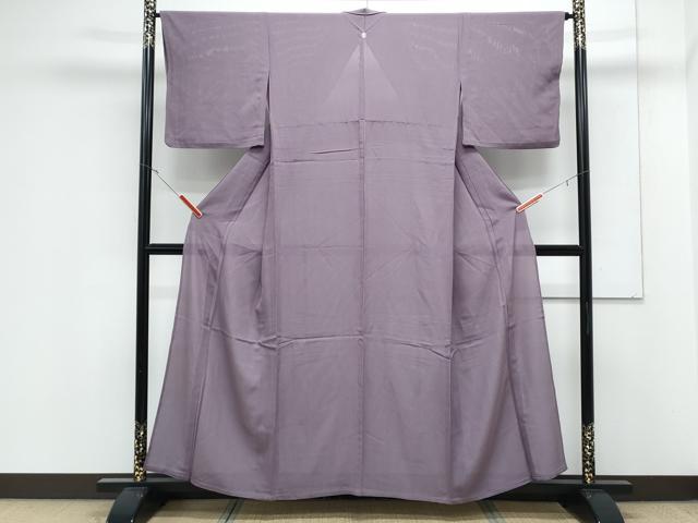 平和屋着物＊夏物　色無地　縦絽　紅藤色　正絹　逸品　CABK0730th