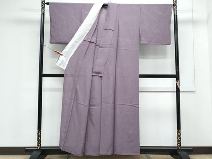 平和屋着物＊夏物　色無地　縦絽　紅藤色　正絹　逸品　CABK0730th