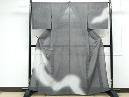 平和屋着物＊夏物　訪問着　絽　流水文　暈し染め　銀彩　正絹　逸品　CABK0732th