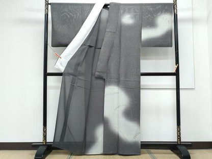 平和屋着物＊夏物　訪問着　絽　流水文　暈し染め　銀彩　正絹　逸品　CABK0732th