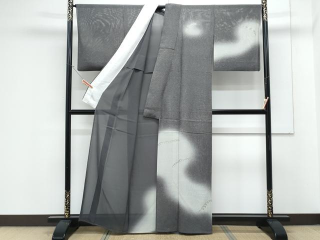 平和屋着物＊夏物　訪問着　絽　流水文　暈し染め　銀彩　正絹　逸品　CABK0732th
