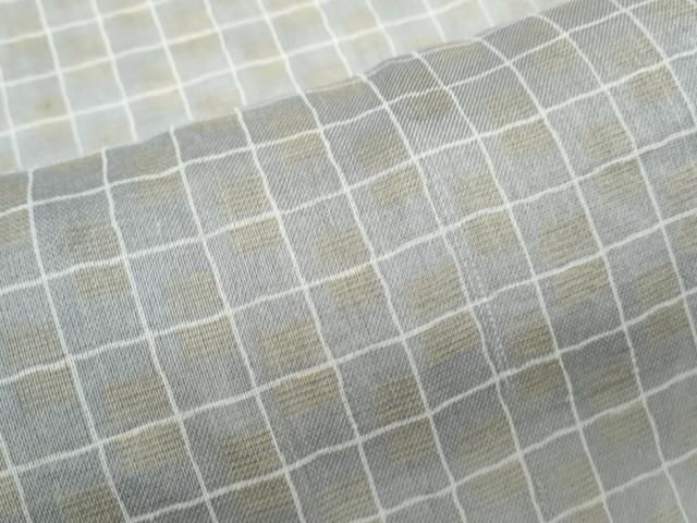 平和屋着物＊夏物　小紋　紗紬　格子文　正絹　逸品　CABK0735th