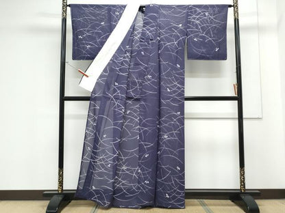 平和屋着物＊夏物　小紋　絽　芝草文　正絹　逸品　CABK0736th