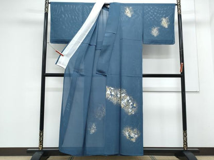 平和屋着物＊夏物　訪問着　絽　竹屋町刺繍　花蝶文　金銀彩　正絹　逸品　CABK0738th