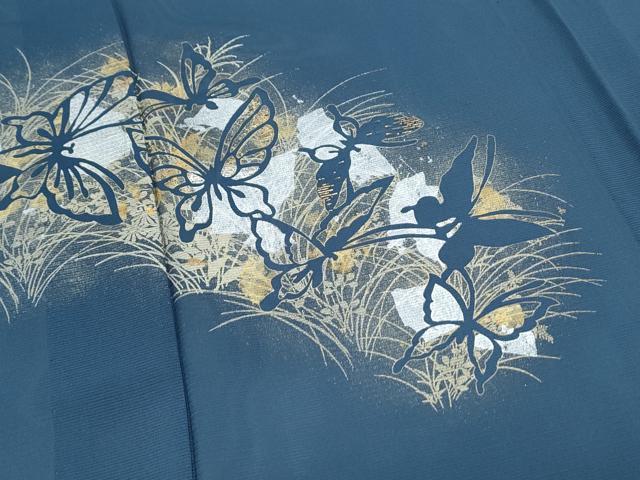 平和屋着物＊夏物　訪問着　絽　竹屋町刺繍　花蝶文　金銀彩　正絹　逸品　CABK0738th