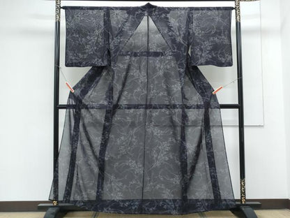 平和屋着物＊夏物　紗紬　草花文　正絹　逸品　CABK0743th