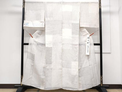 平和屋着物＊夏物　縮屋六代　樋口隆司　本場小千谷ちぢみ　風の町　短冊・証紙付き　麻　逸品　CABK0745th
