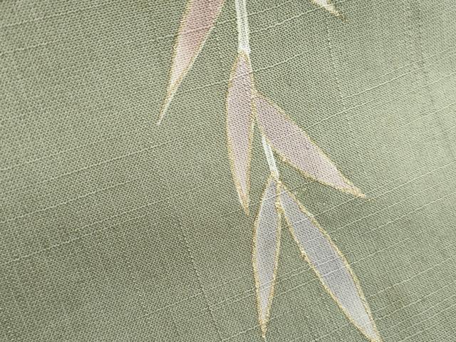 平和屋着物＊夏物　訪問着　紗紬　草葉文　金彩　正絹　逸品　CABK0750th