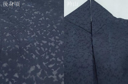 平和屋着物＊夏物　色無地　葉尽くし紋紗　黒紅色　正絹　逸品　CABK0753th