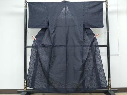 平和屋着物＊夏物　色無地　葉尽くし紋紗　黒紅色　正絹　逸品　CABK0753th