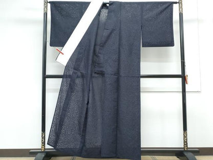 平和屋着物＊夏物　色無地　葉尽くし紋紗　黒紅色　正絹　逸品　CABK0753th