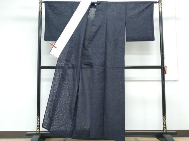 平和屋着物＊夏物　色無地　葉尽くし紋紗　黒紅色　正絹　逸品　CABK0753th