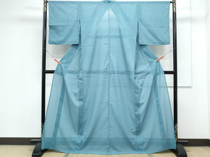 平和屋着物＊夏物　色無地　絽　白群色　洗える着物　CABK0756th