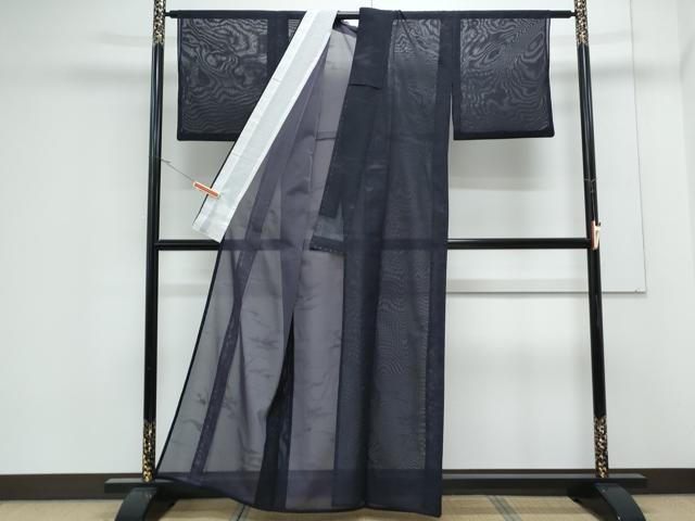 平和屋着物＊夏物　小紋　紗　霞文　濃紺地　洗える着物　CABK0758th