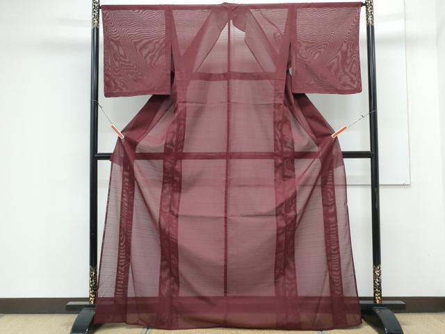 平和屋着物＊夏物　色無地　変わり絽　葡萄色　洗える着物　CABK0759th